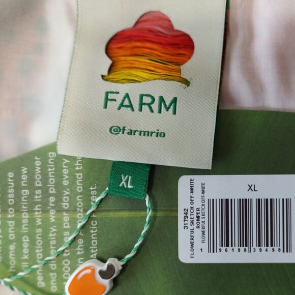 FARM RIO Romper XL Floral Off-White Flowerful Sketch Belted NEW - Picture 15 of 16